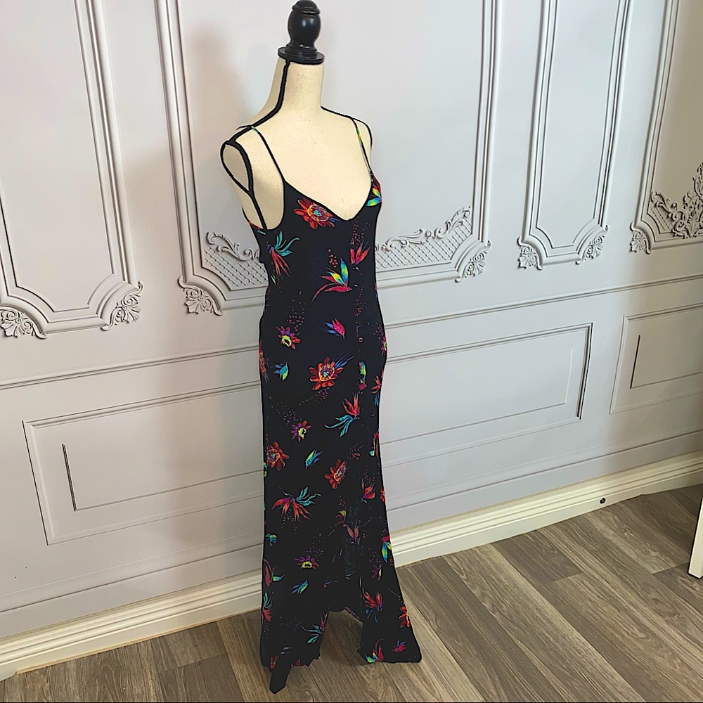 Rusty Long Black Fitted Front Button Up Dress | S… - image 1